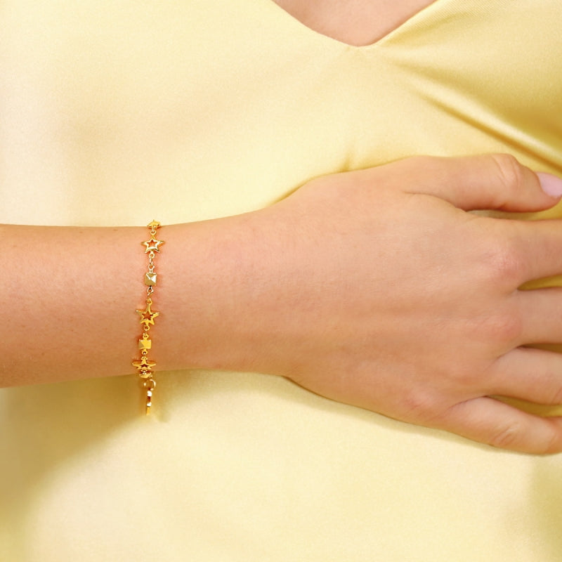 Pulsera de estrellas y cuadrados acabado oro - Moments by You
