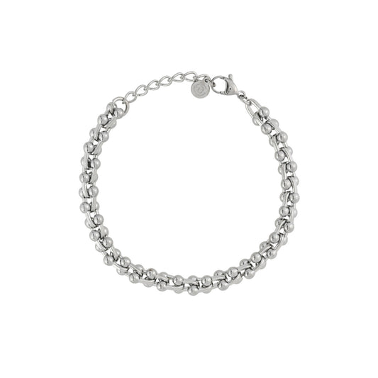 Pulsera de acero con un diseño de eslabones con esferas unidos en acabado plata - Moments by You
