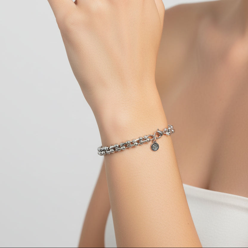 Collier acier argent zircone