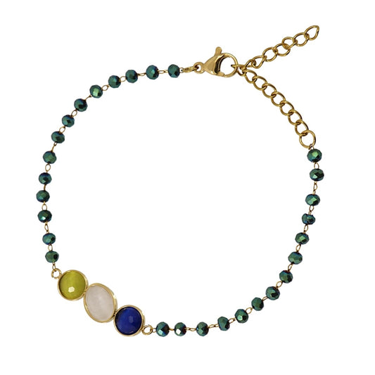 Pulsera de acero quirúrgico con piedras de cristal en en distintos colores acabado oro - Moments by You