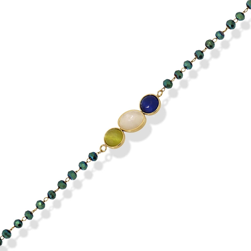 Pulsera de acero quirúrgico con piedras de cristal en en distintos colores acabado oro - Moments by You