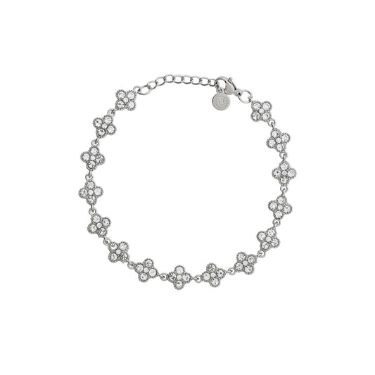 Pulsera de acero inoxidable con flores de circonitas y acabado plata - Moments by You