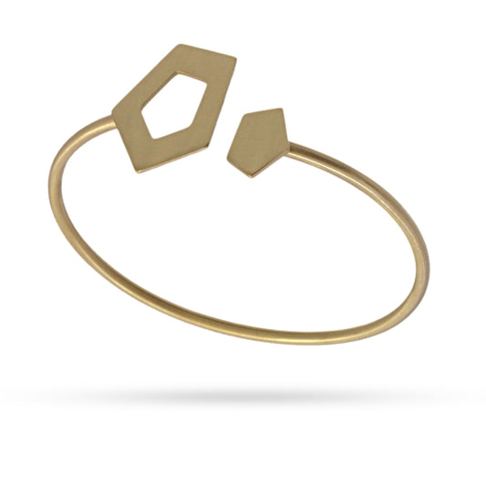 Pulsera de acero quirúrgico con dos formas geométricas pulidos en mate acabado oro - mbyou