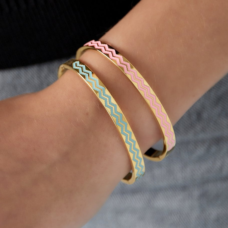 Pulsera acero rígida geométrica malva acabado oro - mbyou