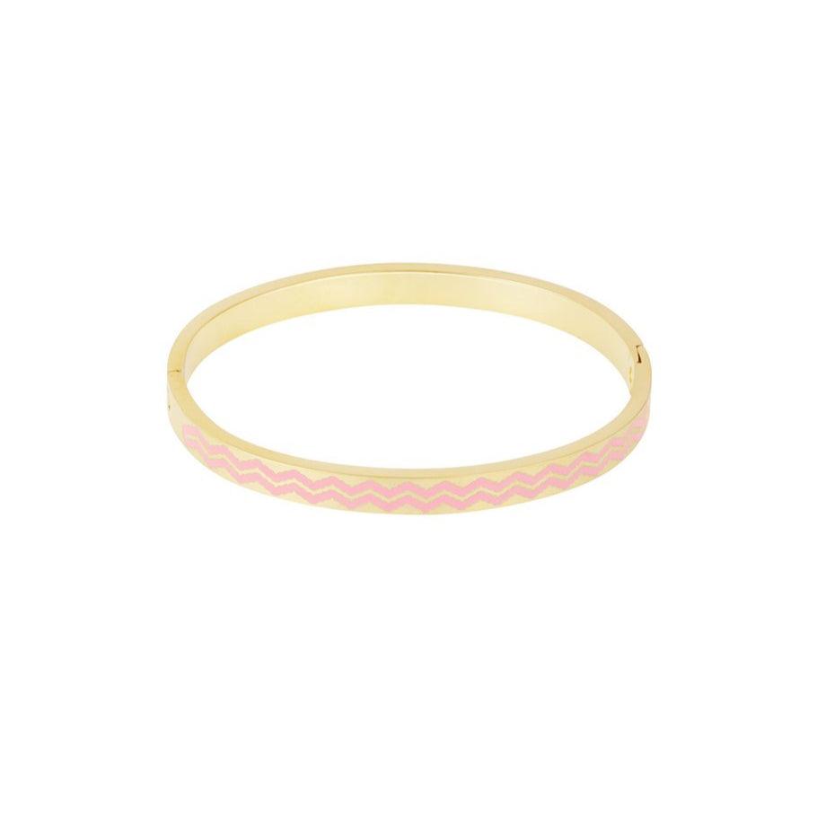 Pulsera acero rígida geométrica rosa acabado oro - mbyou