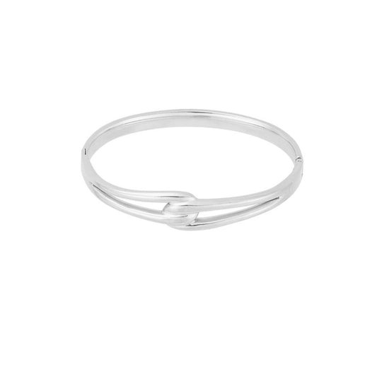Pulsera de acero inoxidable rígida con detalle entrelazado acabado plata - mbyou