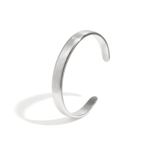 Pulsera fina rígida abierta en acabado mate y efecto rallado - Moments by You