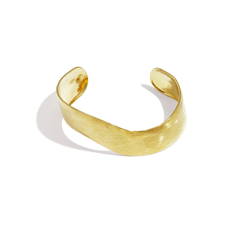 Pulsera irregular rígida abierta en acabado mate y efecto rallado - Moments by You