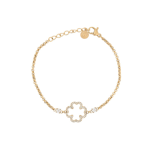 Pulsera de acero inoxidable con trébol de circonitas acabado oro - mbyou