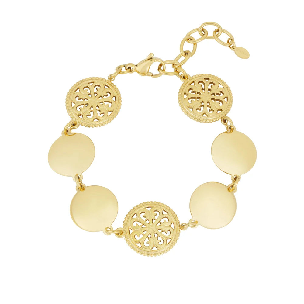 Pulsera de acero de piezas circulares lisas y filigranas - Moments by You