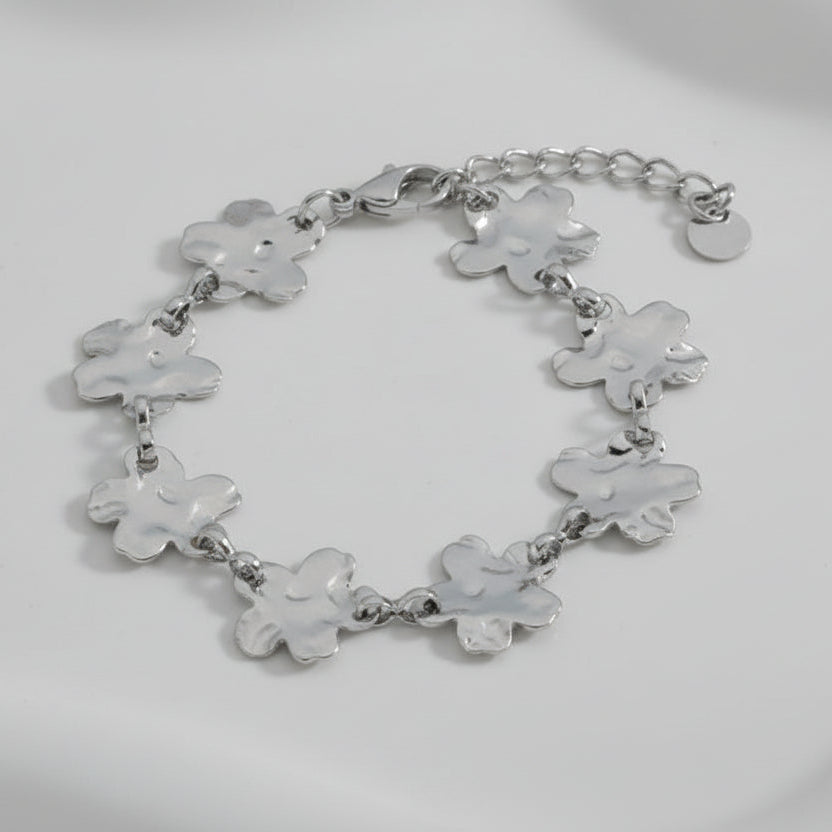 Pulsera acero inoxidable de flores con textura rugosa - Moments by You