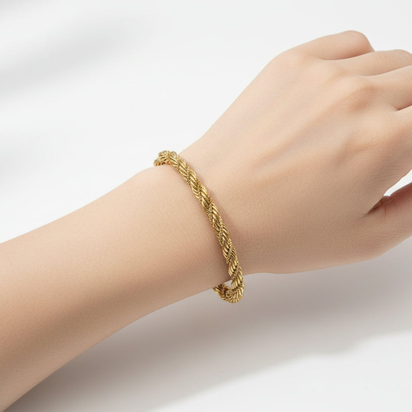 Pulsera acero inoxidable en forma de cordón trenzado grueso acabado oro - Moments by You