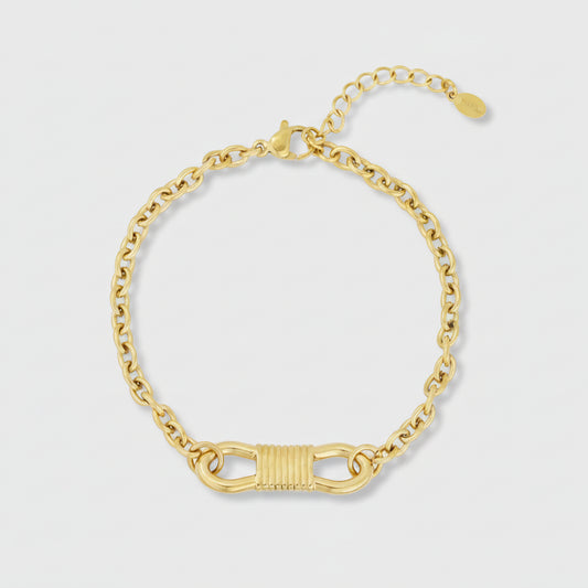 Pulsera de acero inoxidable con cuerda acordonada en acabado oro - Moments by You