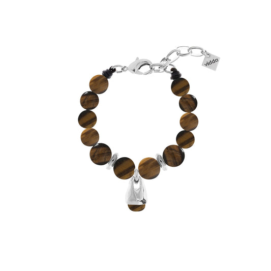 Pulsera baño de plata s925 con piedras naturales semipreciosas ojo de tigre - Vidda jewelry - mbyou