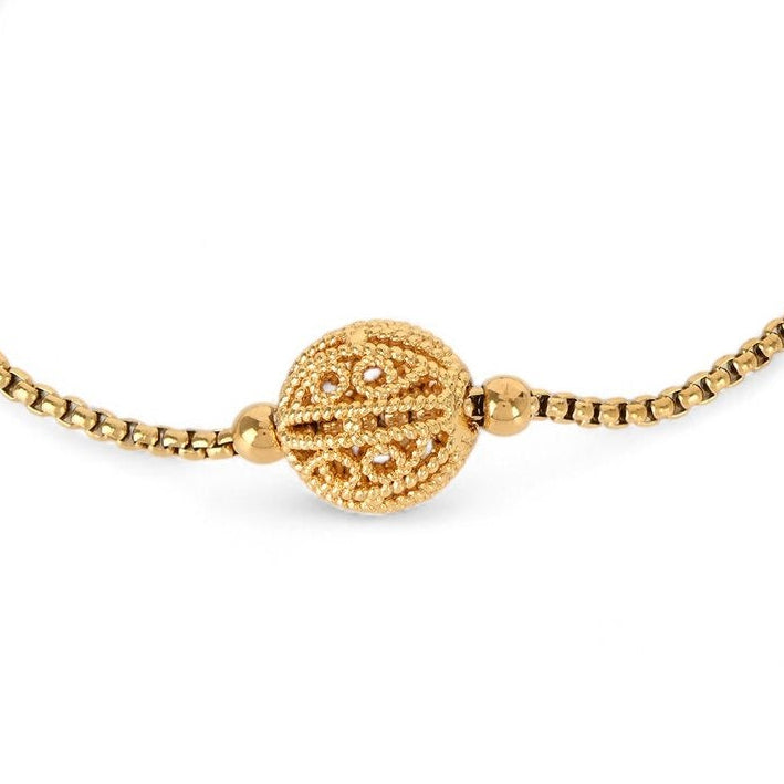Pulsera de acero con esfera de filigrana y cierre regulable oro