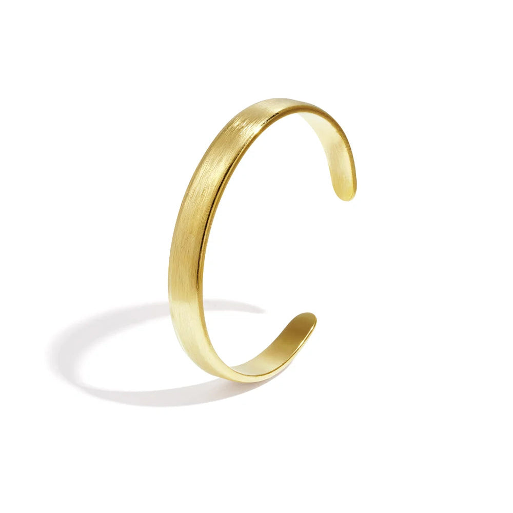 Pulsera fina rígida abierta en acabado mate y efecto rallado - Moments by You