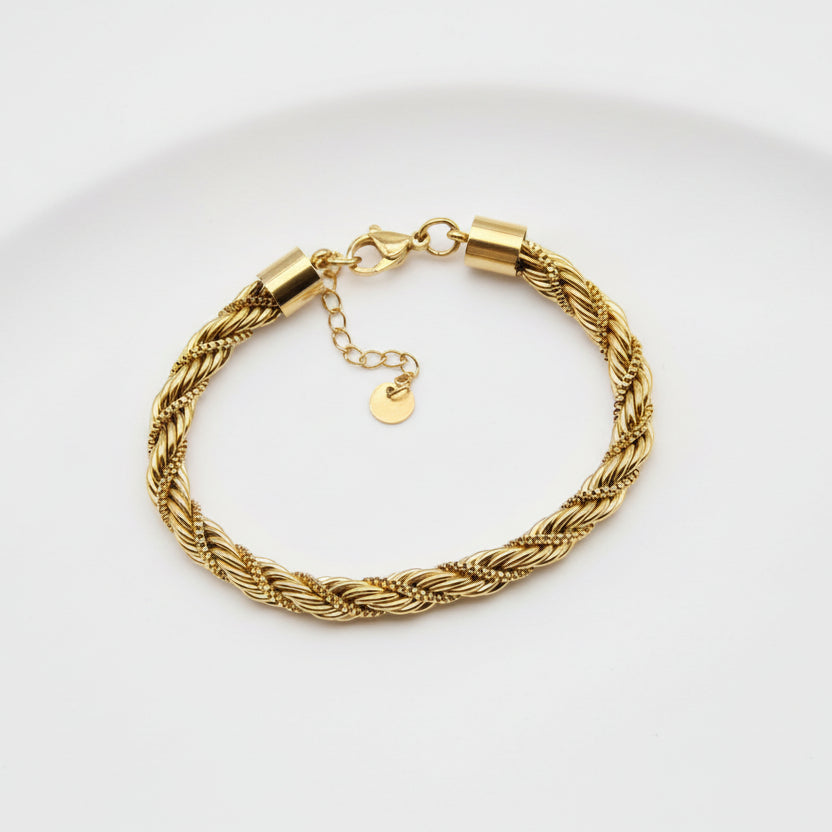 Pulsera acero inoxidable en forma de cordón trenzado grueso acabado oro - Moments by You