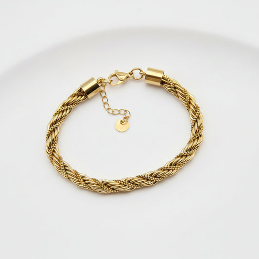 Pulsera acero inoxidable en forma de cordón trenzado grueso acabado oro - Moments by You