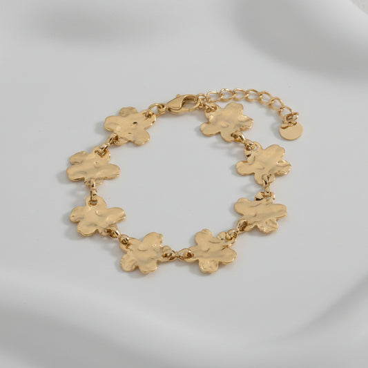 Pulsera acero inoxidable de flores con textura rugosa - Moments by You