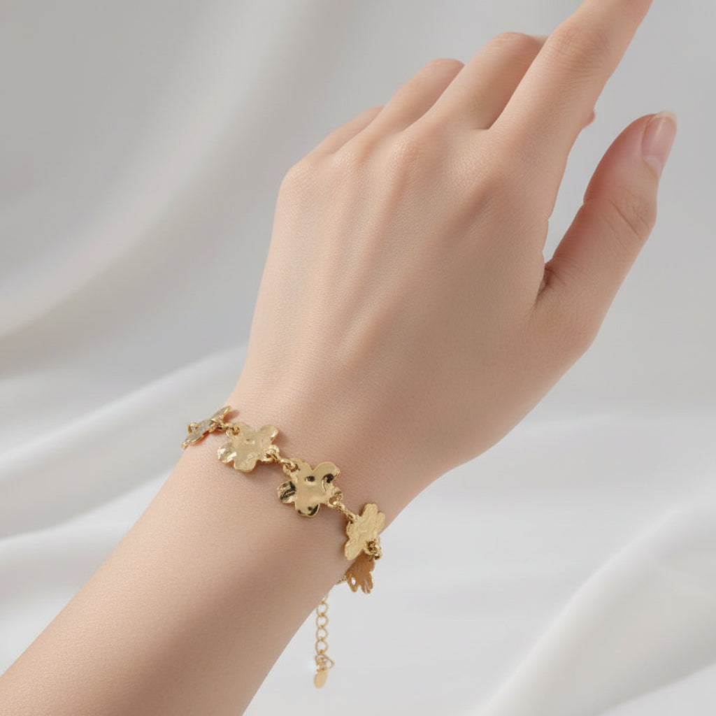 Pulsera acero inoxidable de flores con textura rugosa - Moments by You