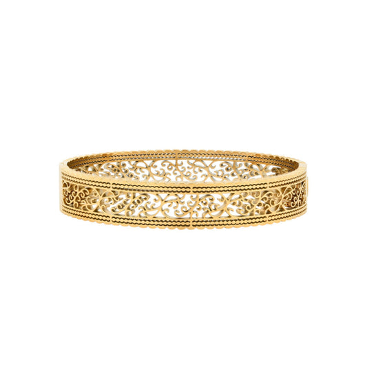 Pulsera rígida de acero  con diseño de filigrana acabado oro - mbyou
