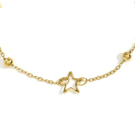 Pulsera de acero alternando estrellas y esferas - Moments by You
