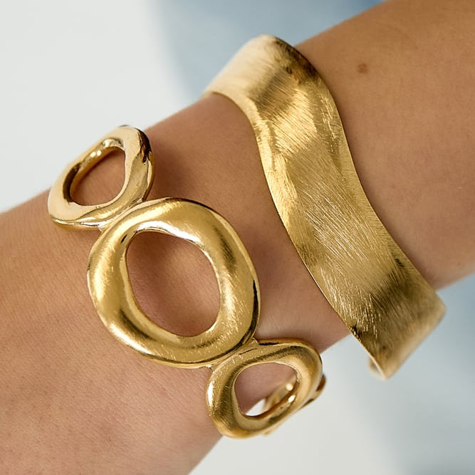 Pulsera irregular rígida abierta en acabado mate y pulido - Moments by You