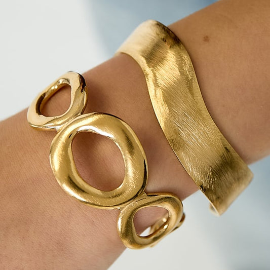 Pulsera irregular rígida abierta en acabado mate y pulido - Moments by You