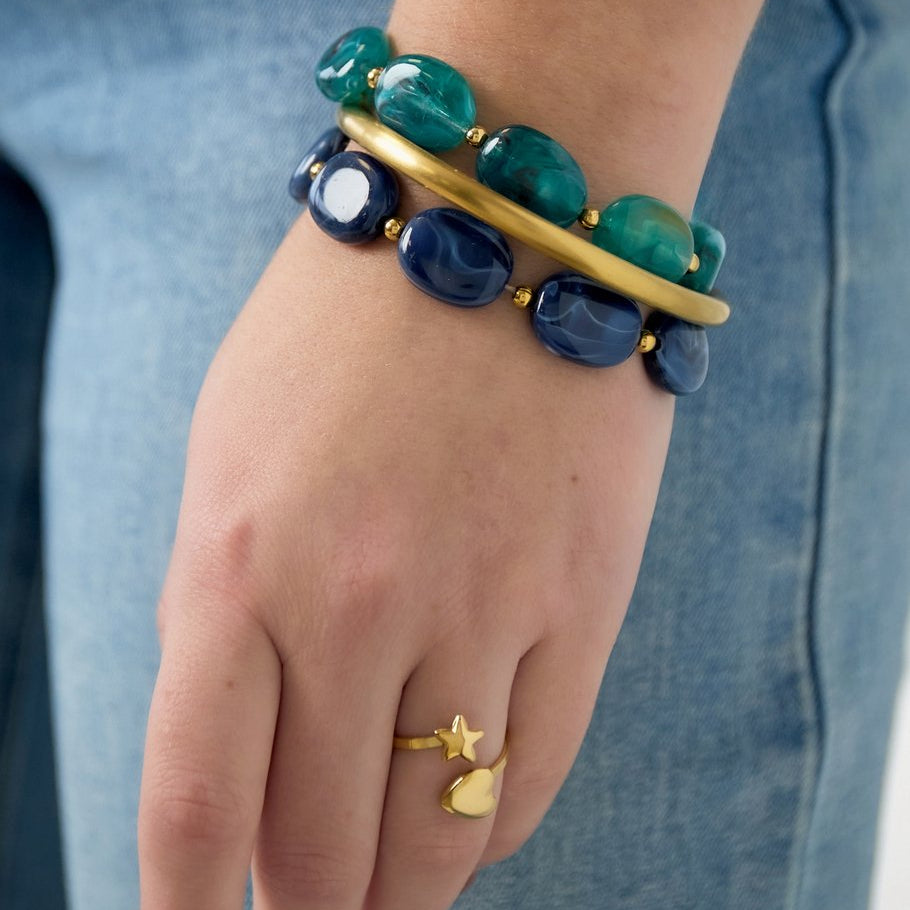 Pulsera con cuentas acrílicas casual con acabado marmolado en color rojo  - mbyou