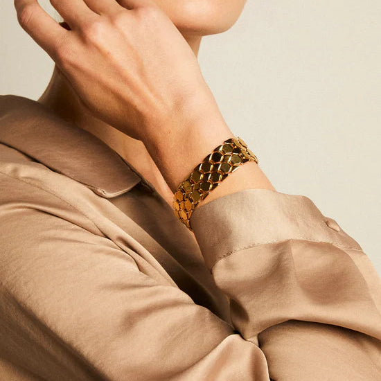 Pulsera cadena de dos filas con eslabones geométricos plata S925 Vidda Jewlery