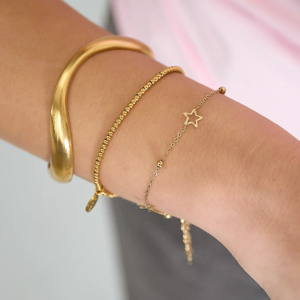 Pulsera de acero alternando estrellas y esferas - Moments by You