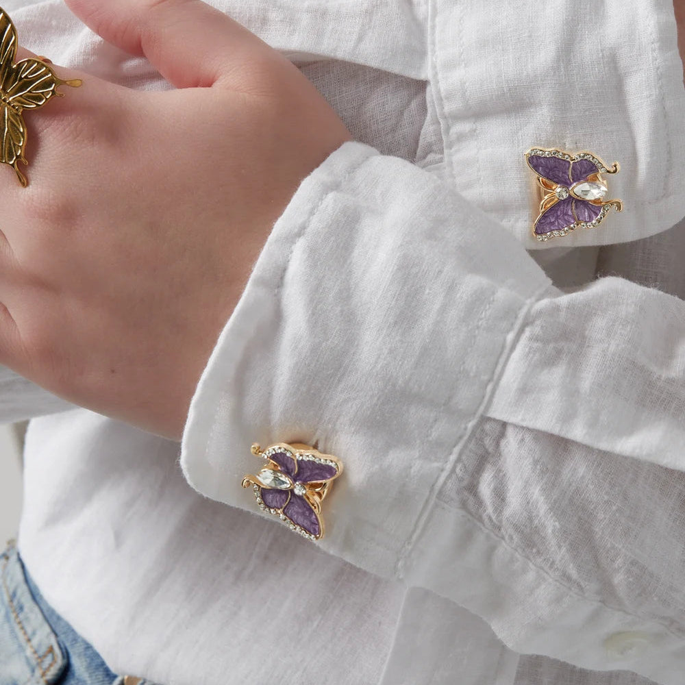 Cubre botones en forma de mariposa blanca y con circonitas - Moments by You