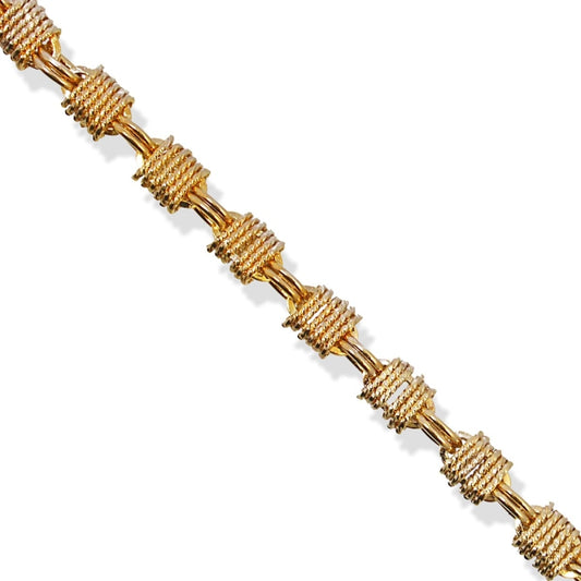 Pulsera de acero inoxidable eslabones cubiertos de cordón textura acabado oro - mbyou