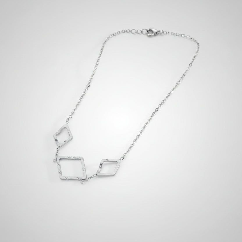Collar de acero fino con figuras geométricas huecas con textura - Moments by You