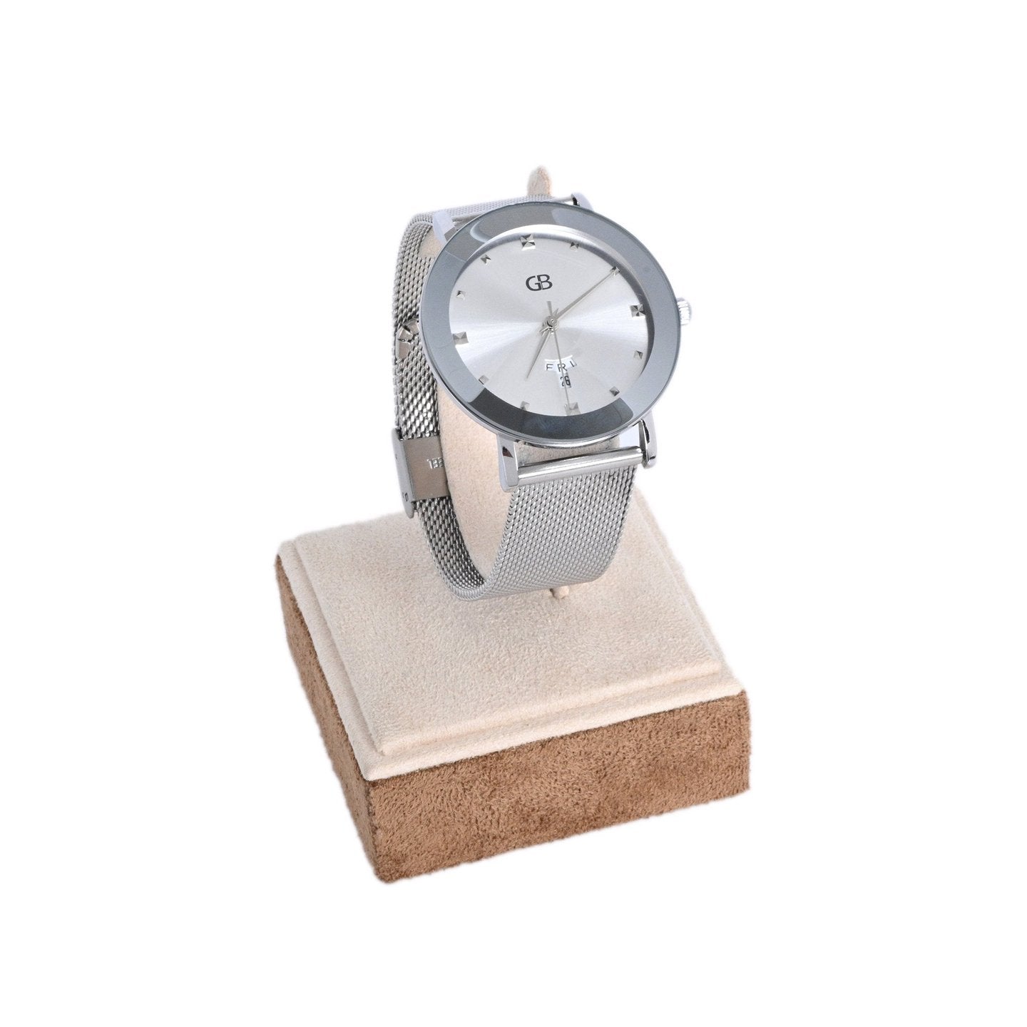Reloj de aguja con correa de malla y tachuelas para la hora - Moments by You