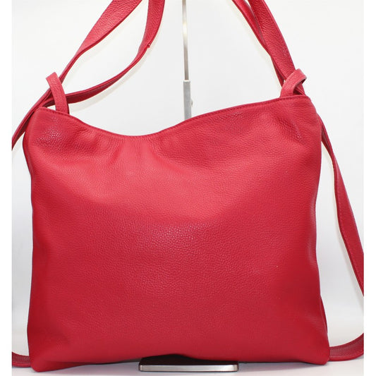 Bolso de piel 100% vacuno tipo shopper grande y mochila color rojo