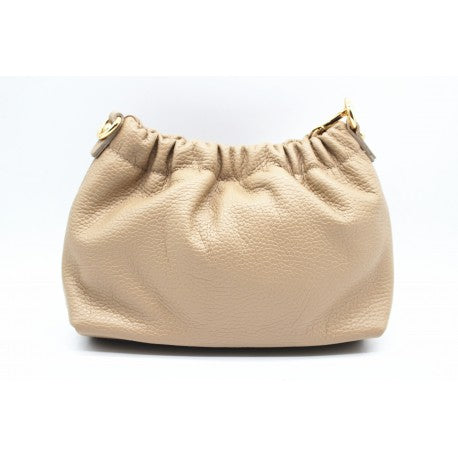 Bolso de piel 100% auténtica pequeño color beige con cadena dorada