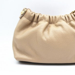 Bolso de piel 100% auténtica pequeño color beige con cadena dorada