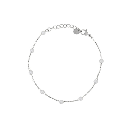 Pulsera de acero inoxidable con perlas pequeñas y acabado plata - Moments by You