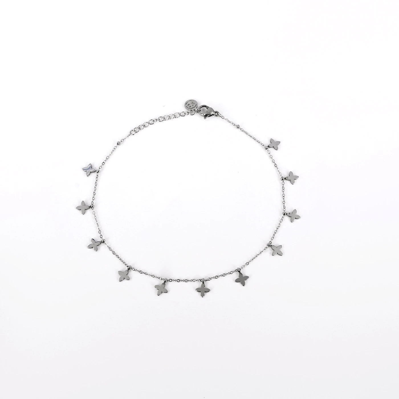 Tobillera acero inoxidable tréboles acabado plata - mbyou