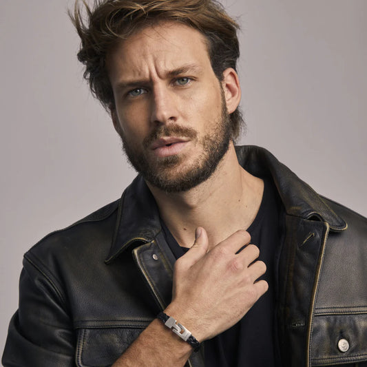 Pulsera unisex de plata S925 con cuero natural trenzado- Vidda jewelry - mbyou