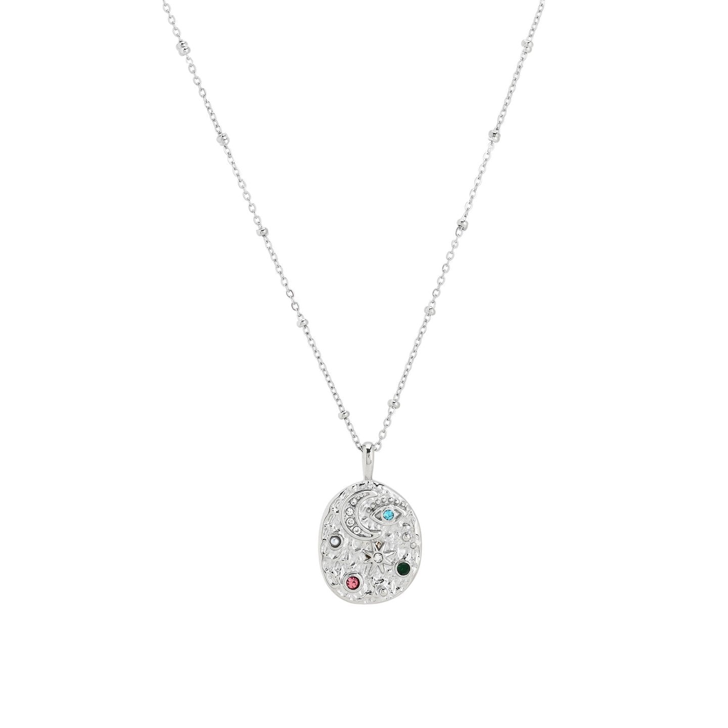 Silver zirconia steel necklace